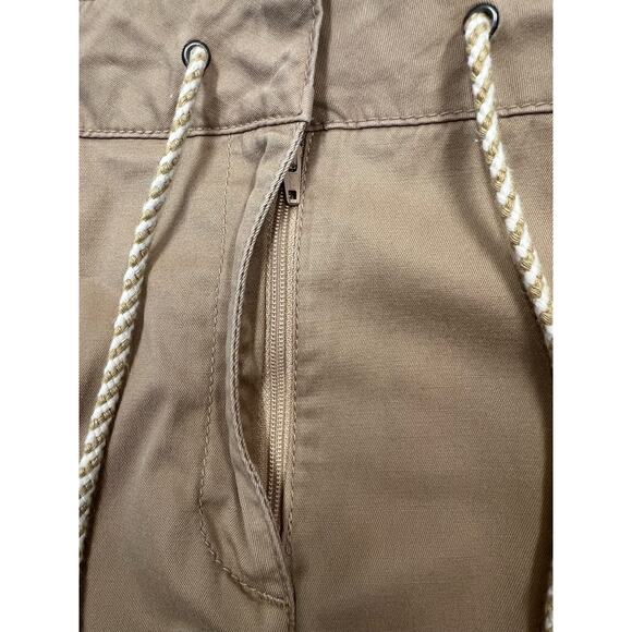 Talbots Pants Khaki Wide Leg Crop 10 Summer Beach Vibes, Drawstring Waistband - Picture 12 of 14